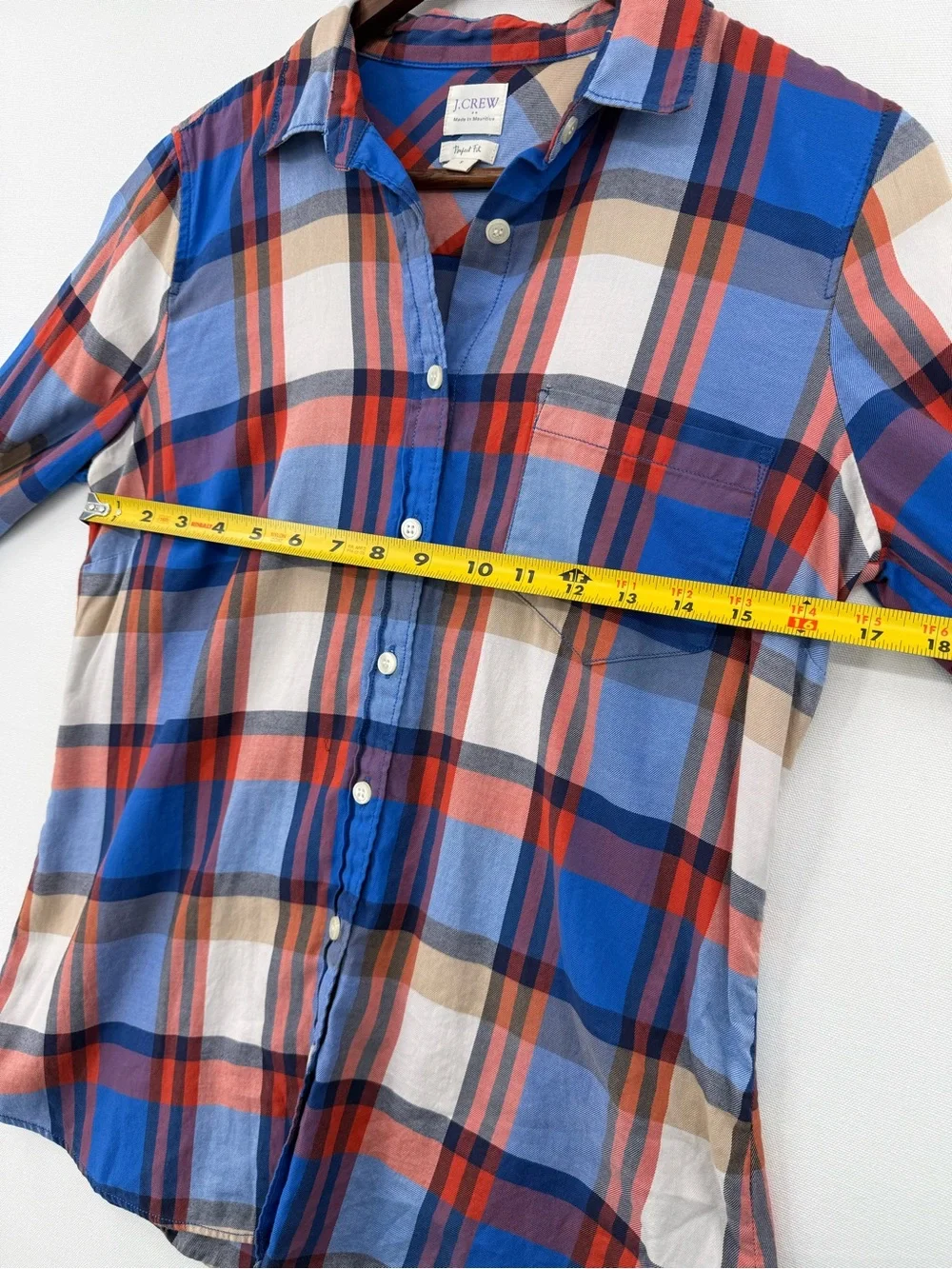 J.Crew Perfect Fit Plaid Button Up Shirt Women’s Small Blue Red Long Sleeve